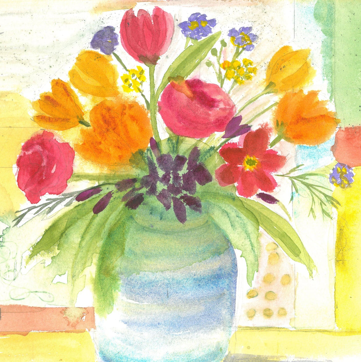 Tea Towel - Blue Vase Watercolour